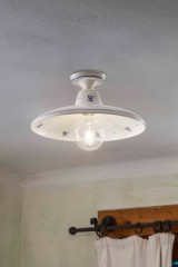 Plafonnier en cloche évasée avec motif floral bleu Como - Plafonnier by Ferroluce Classic