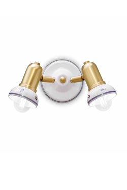 Savona applique spot 2 lumières en laiton et céramique