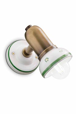 Savona small spotlight in brass and ceramic - Spotlights by Ferroluce Classic