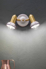 Small 2-light spotlight in brass and ceramic Savona - Spotlights by Ferroluce Classic