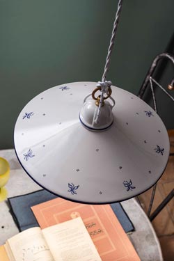 Suspension en céramique et motif floral bleu 35cm Asti