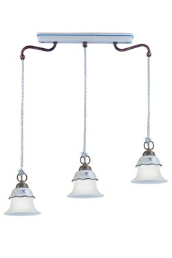 Suspension 3 lumières blanche et bleue Ferrara 