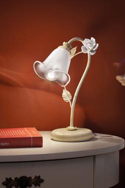 Floral ceramic table lamp, sfumato glass Siena - Table lamps by Ferroluce Classic