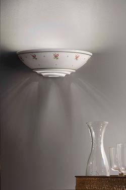 Ceramic wall lamp with red floral motif Trieste - Wall lights by Ferroluce Classic