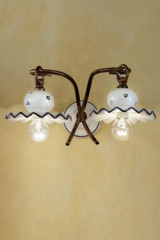 Double wall lamp in white and blue ceramic Roma C401 - Wall lights by Ferroluce Classic