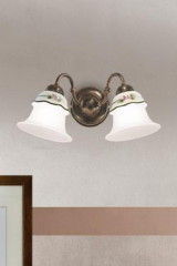 Sconce with double bells and gooseneck Ferrara - Wall lights by Ferroluce Classic