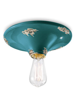 Aqua ceramic ceiling light with aged look - Ceiling lights by Ferroluce