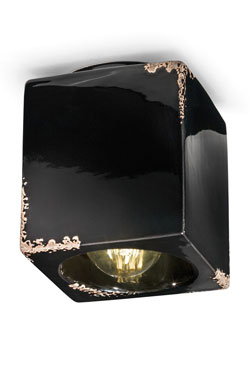 Black ceramic cube ceiling light - Ceiling lights by Ferroluce