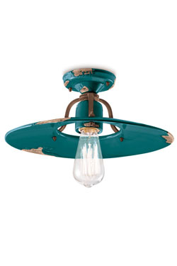 Large Country ceiling light aqua green 40cm - Ceiling lights by Ferroluce