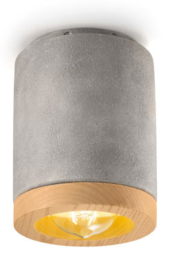 Mateca grey concrete cylindrical ceiling light - Ceiling lights by Ferroluce