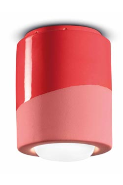Minimalist ceiling light in matte and shiny green ceramic