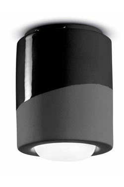 Minimalist ceiling light in matte and shiny green ceramic - Ceiling lights by Ferroluce