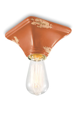 Vintage ceiling light in orange chipped ceramic - Ceiling lights by Ferroluce