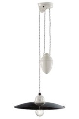 Counterweight pendant Retro in black and white ceramic 30cm - Pendants by Ferroluce
