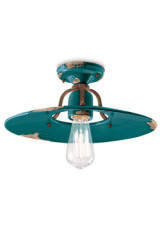 Grand plafonnier Country vert aqua 40cm - Plafonnier by Ferroluce