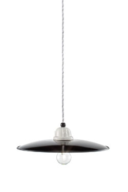 Black and white ceramic pendant lamp Retro 35cm - Pendants by Ferroluce