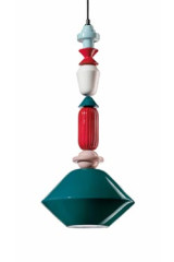 Graphic multicolour pendant LARIAT 2 green - Pendants by Ferroluce