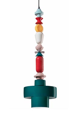 Graphic multicolour pendant LARIAT 6 green - Pendants by Ferroluce