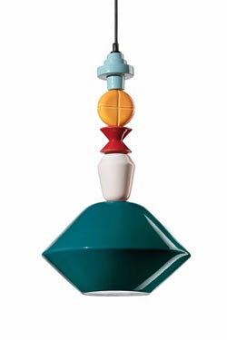 Graphic multicolour pendant LARIAT 1 yellow