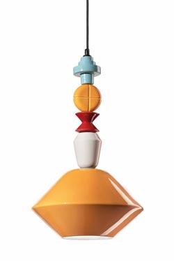 Graphic multicolour pendant LARIAT 1 yellow - Pendants by Ferroluce