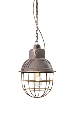 Grey ceramic and rusted metal industrial-style pendant - Pendants by Ferroluce