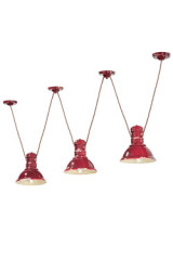 Industrial raspberry red ceramic Triple Hanging lamp - Pendants by Ferroluce