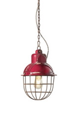 Industrial style pendant lamp, raspberry red - Pendants by Ferroluce