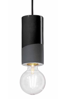 Minimalist pendant lamp in matt and shiny black ceramic - Pendants by Ferroluce