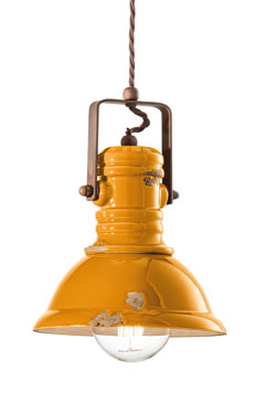 Small yellow ceramic retro pendant - Pendants by Ferroluce