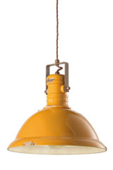 Yellow industrial pendant light in aged ceramic - Pendants by Ferroluce