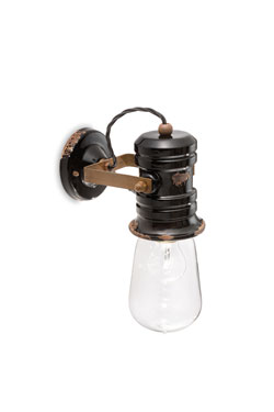 Petite applique noire en céramique aspect vieilli - Applique by Ferroluce