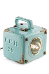 Petite lampe à poser en céramique bleu azur aspect vieilli - Lampe de table by Ferroluce