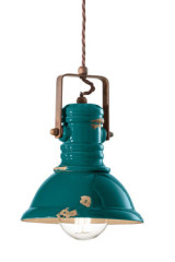 Petite suspension vert aqua en céramique écaillée - Suspension by Ferroluce
