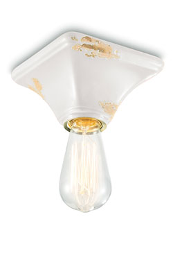 Plafonnier blanc en céramique écaillée, style loft industriel - Plafonnier by Ferroluce