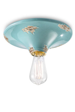 Plafonnier en céramique bleu turquoise  - Plafonnier by Ferroluce