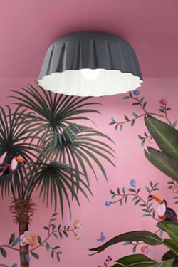 Plafonnier en céramique plissée Madame Grès gris souris