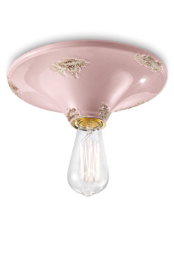 Plafonnier rose en céramique aspect vieilli - Plafonnier by Ferroluce