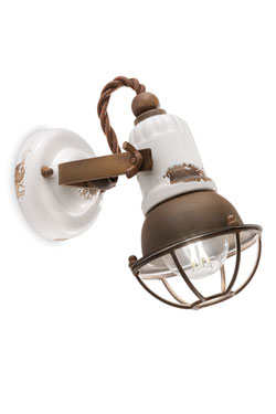 Single spotlight made of ceramic and rusty metal - Spotlights by Ferroluce