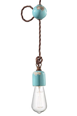 Suspension minimaliste bleu turquoise en céramique  - Suspension by Ferroluce
