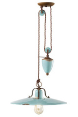 Suspension monte-et-baisse Rétro en céramique aspect vieilli turquoise - Suspension by Ferroluce