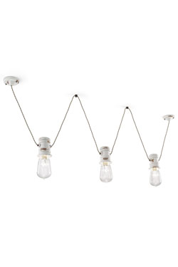 Triple suspension pour loft en céramique blanche - Suspension by Ferroluce