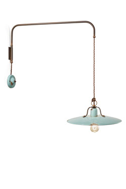 Large turquoise loft-style sconce with swivel base  - Wall lights by Ferroluce