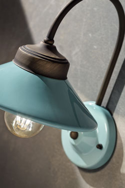 Turquoise ceramic and aged brass wall light