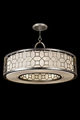 Allegretto lustre rond et lin naturel-  Version décorée à la feuille d'argent - Lustre by Fine Art Lamps