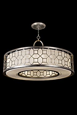 Allegretto round chandelier in silver and natural linen - Chandeliers by Fine Art Lamps