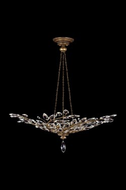 Crystal chandelier in bouquet of old gold branches - Crystal Laurel Collection - Chandeliers by Fine Art Lamps