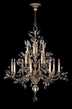 Crystal chandelier in old silver bouquet - Crystal Laurel Collection - Chandeliers by Fine Art Lamps
