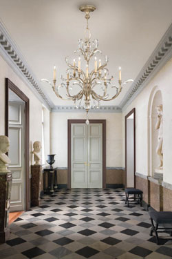 Crystal chandelier in old silver bouquet - Crystal Laurel Collection - Eight lights