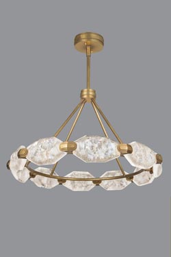 Chandelier with ten cut crystals and gold leaf structure - Chandeliers by Fine Art Lamps