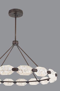 Grand lustre en bronze patiné, éclairage LED